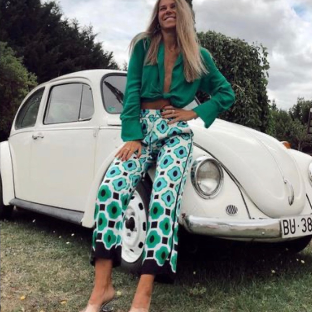 ZARA Flowy Geometric Print Pant S